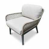Mila low dining tuinstoel | touw + aluminium | beige/antraciet