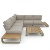 Palm Springs hoek loungeset 5 personen | aluminium + hardhout | beige | 4-delig - 267x267cm