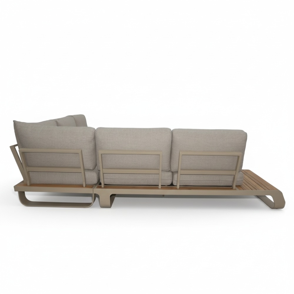 Palm Springs hoek loungeset 5 personen | aluminium + hardhout | beige | 4-delig - 267x267cm