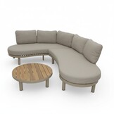 Washington hoek loungeset 5 personen | aluminium + hardhout | beige | 4-delig - 259x195cm