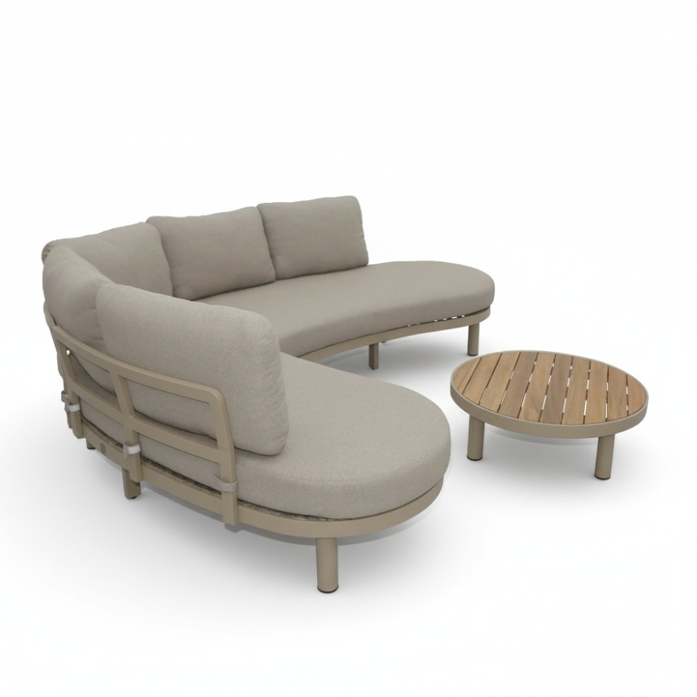 Washington hoek loungeset 5 personen | aluminium + hardhout | beige | 4-delig - 259x195cm