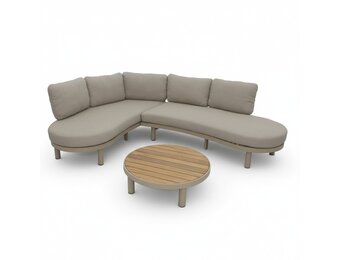 Washington hoek loungeset 5 personen | aluminium + hardhout | beige | 4-delig - 259x195cm