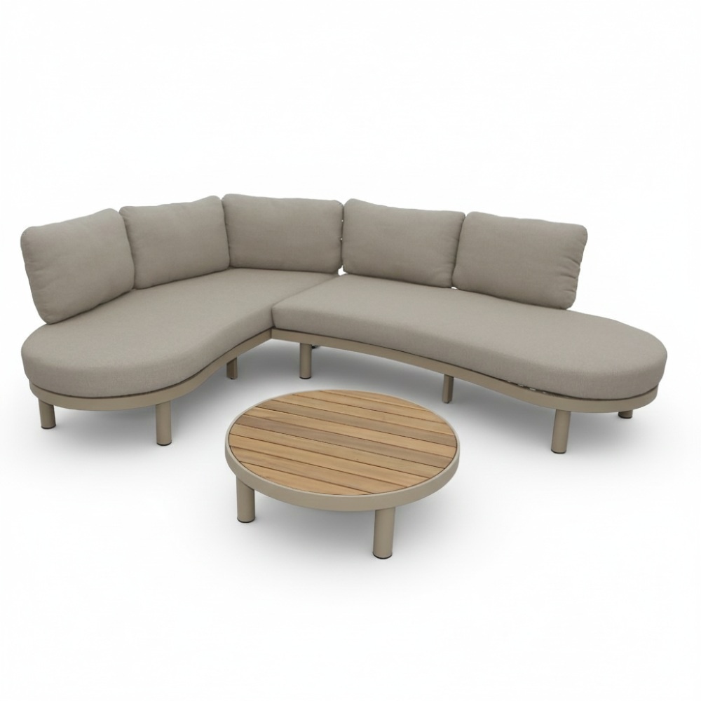 Washington hoek loungeset 5 personen | aluminium + hardhout | beige | 4-delig - 259x195cm