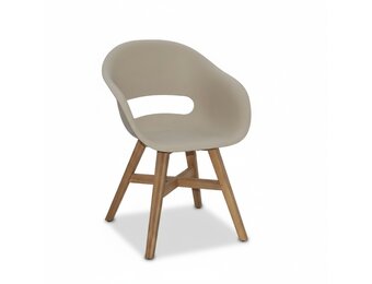 Karlstad tuinstoel | kunststof + hardhout | beige