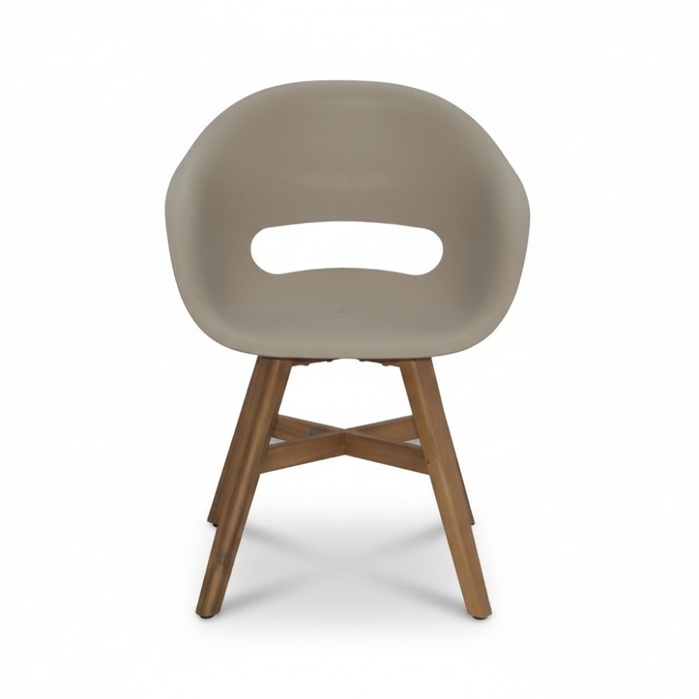 Karlstad tuinstoel | kunststof + hardhout | beige