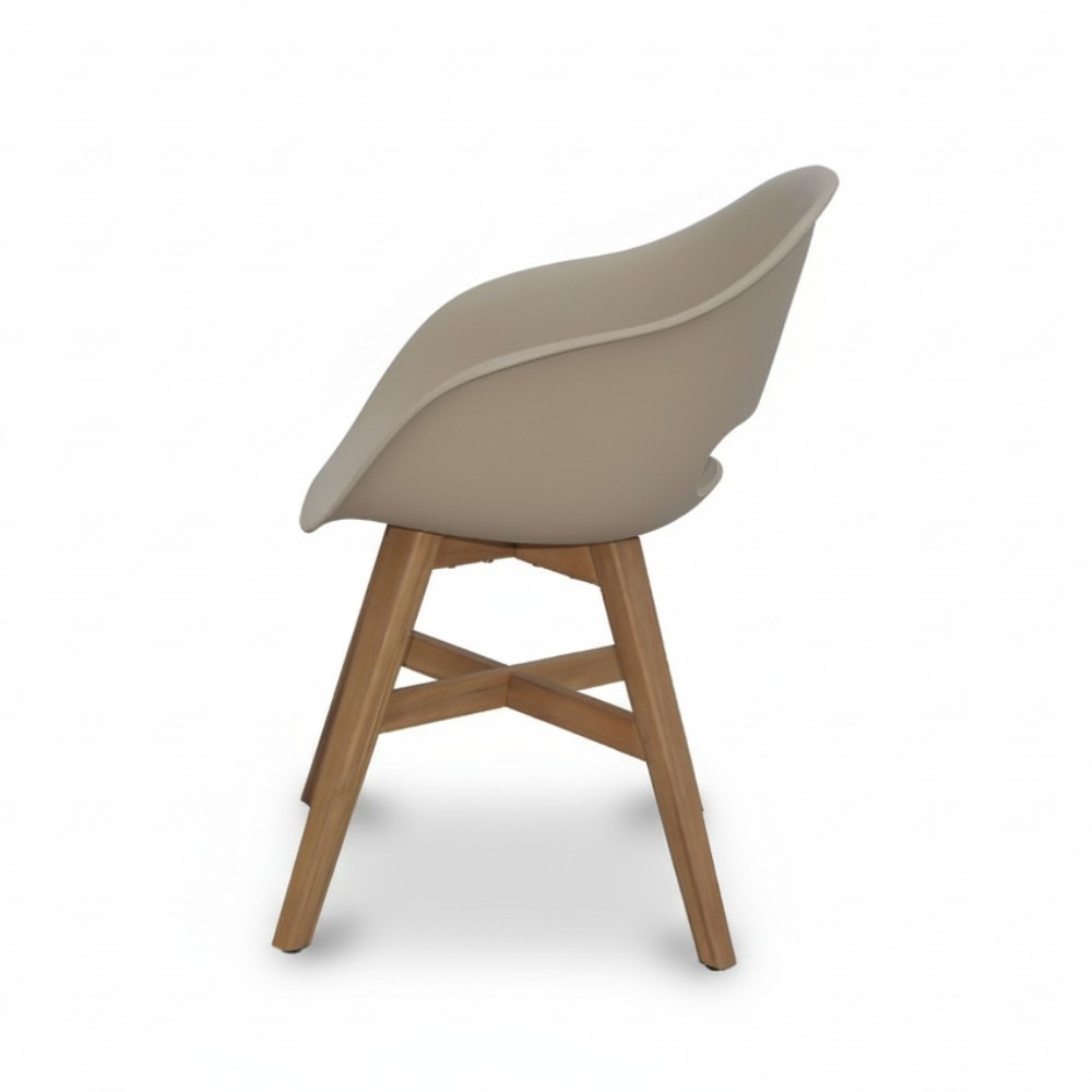 Karlstad tuinstoel | kunststof + hardhout | beige