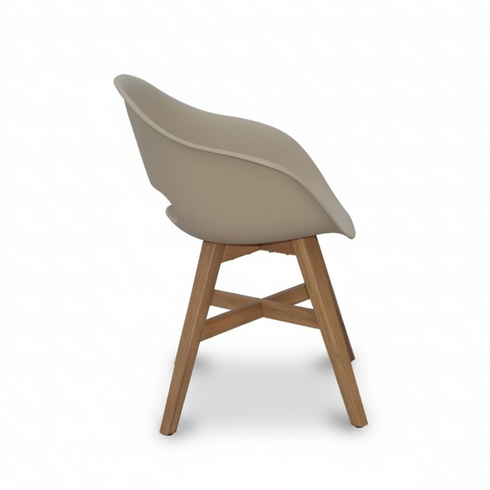 Karlstad tuinstoel | kunststof + hardhout | beige