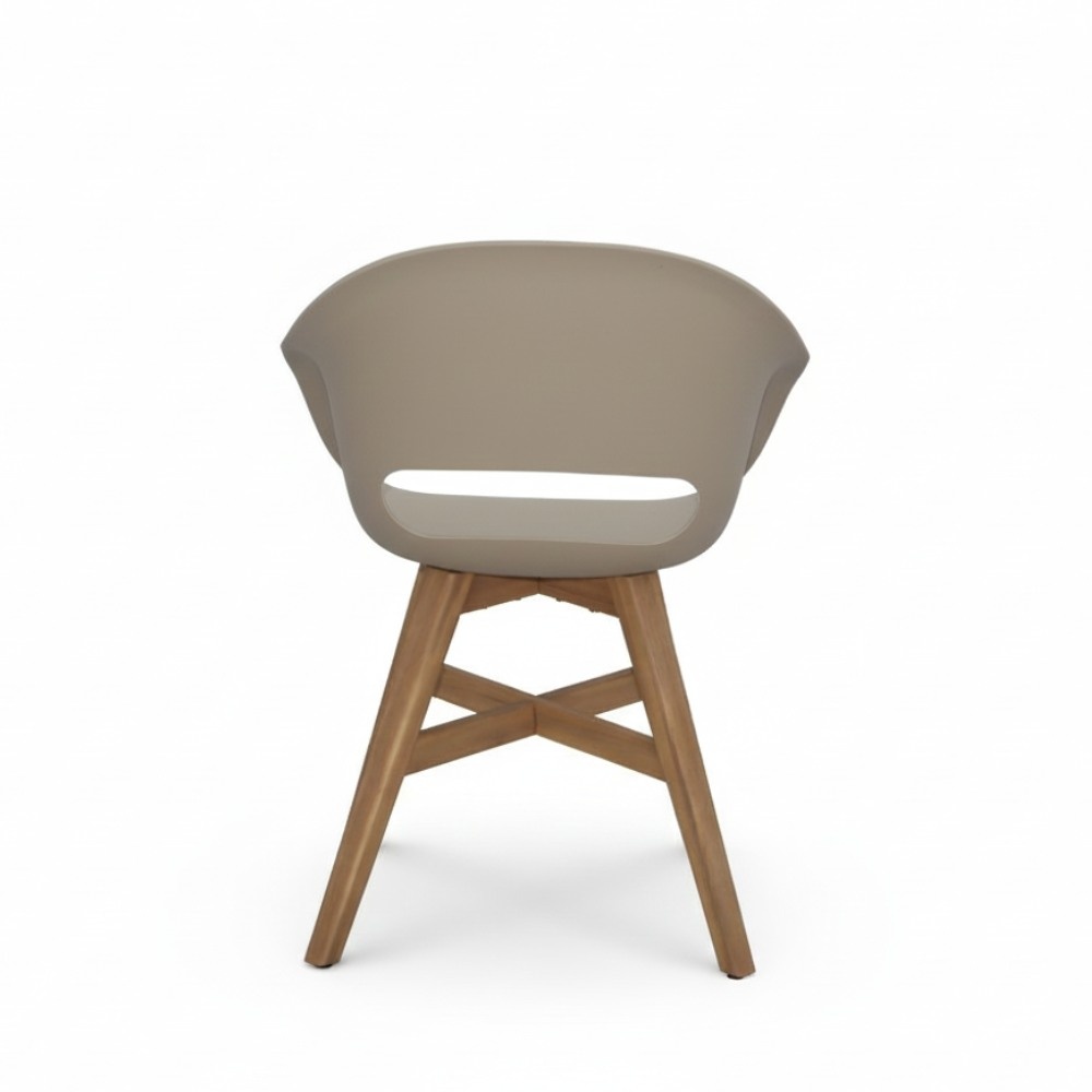 Karlstad tuinstoel | kunststof + hardhout | beige