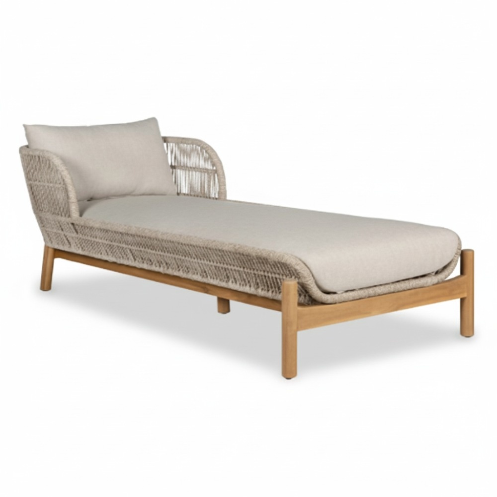 Braga ligbed | touw + hardhout | zand | 190cm