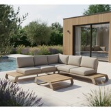 Palm Springs hoek loungeset 5 personen | aluminium + hardhout | beige | 4-delig - 267x267cm
