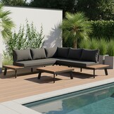 New York hoek loungeset 5 personen | aluminium + hardhout | Light Teaklook | 4-delig - 248x248cm