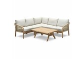 Bergamo hoek loungeset 6 personen | touw + hardhout | zand | 4-delig - 234x230cm