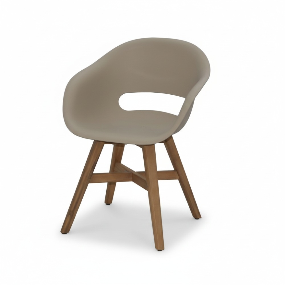 Karlstad tuinstoel | kunststof + hardhout | beige