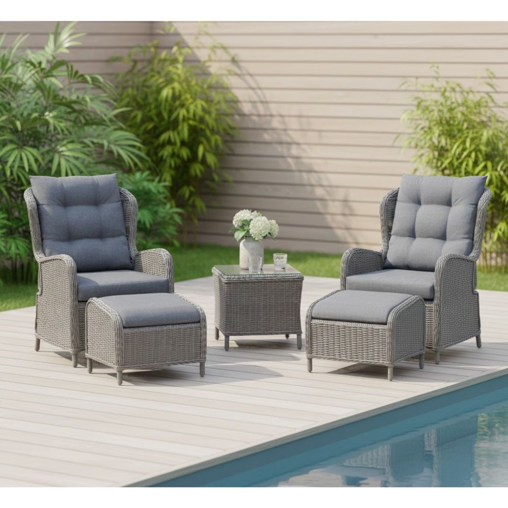 Glasgow loungestoel tuin | wicker + aluminium | Blended Grey
