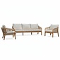 BUITEN living Bergamo stoel-bank loungeset 5 personen | touw + hardhout | zand | 3-delig