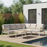 Como hoek loungeset 6 personen | aluminium + polywood | beige | 4-delig - 271x210cm