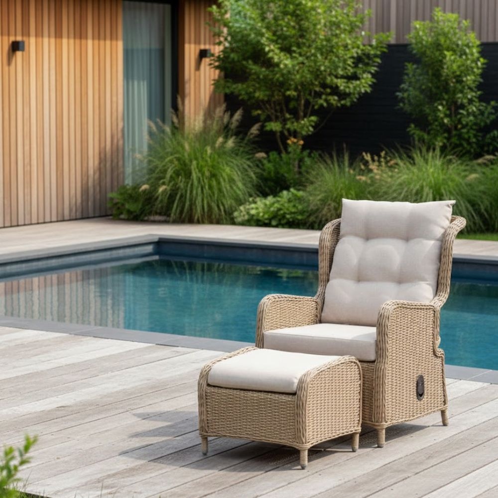 Glasgow loungestoel tuin | wicker + aluminium | Royal Sand