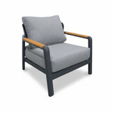 Marbella stoel-bank loungeset 4 personen | aluminium + teak | antraciet | 4-delig