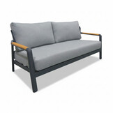 Marbella stoel-bank loungeset 4 personen | aluminium + teak | antraciet | 4-delig