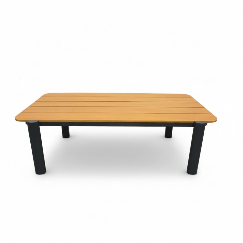 Marbella stoel-bank loungeset 4 personen | aluminium + teak | antraciet | 4-delig