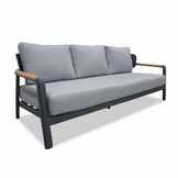 Marbella stoel-bank loungeset 5 personen | aluminium + teak | antraciet | 4-delig