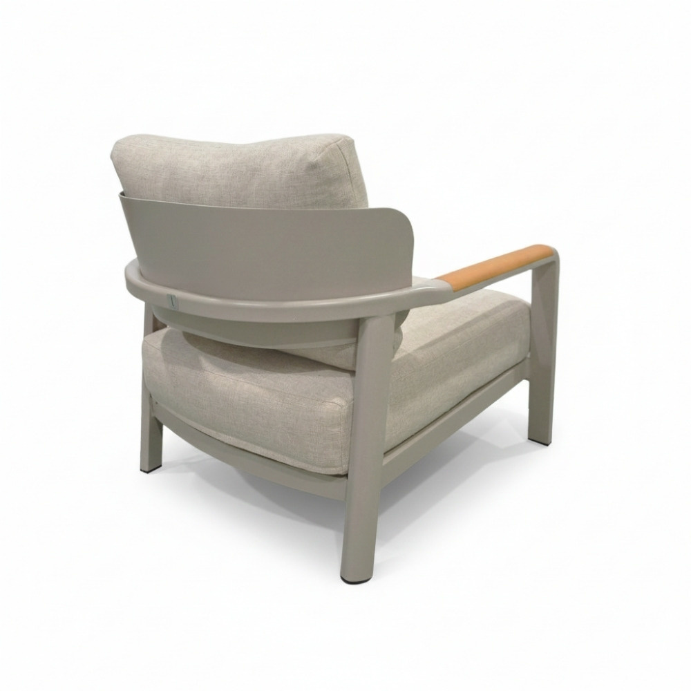 Marbella stoel-bank loungeset 4 personen | aluminium + teak | beige | 4-delig