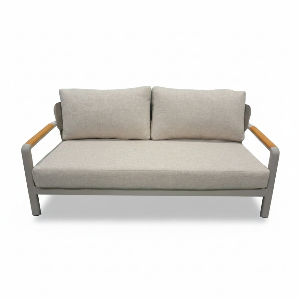 Marbella stoel-bank loungeset 4 personen | aluminium + teak | beige | 4-delig