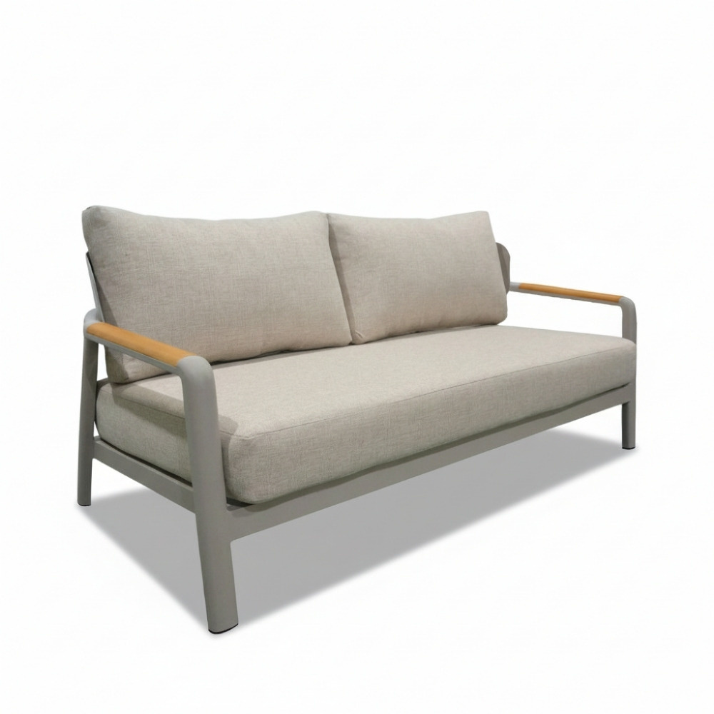 Marbella stoel-bank loungeset 4 personen | aluminium + teak | beige | 4-delig