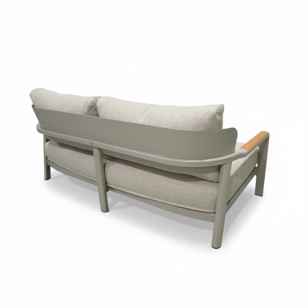 Marbella stoel-bank loungeset 4 personen | aluminium + teak | beige | 4-delig