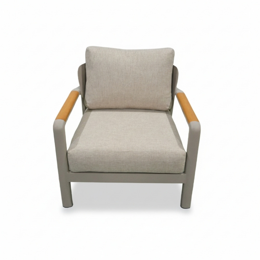 Marbella stoel-bank loungeset 5 personen | aluminium + teak | beige | 4-delig