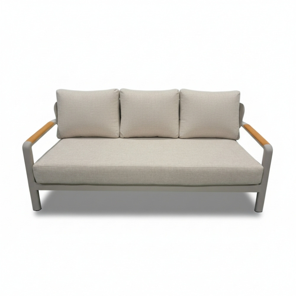 Marbella stoel-bank loungeset 5 personen | aluminium + teak | beige | 4-delig