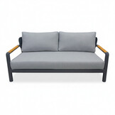 Marbella stoel-bank loungeset 4 personen | aluminium + teak | antraciet | 4-delig