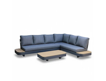 Serrento hoek loungeset rechts 6 personen incl. tafel | aluminium + polywood | antraciet | 4-delig