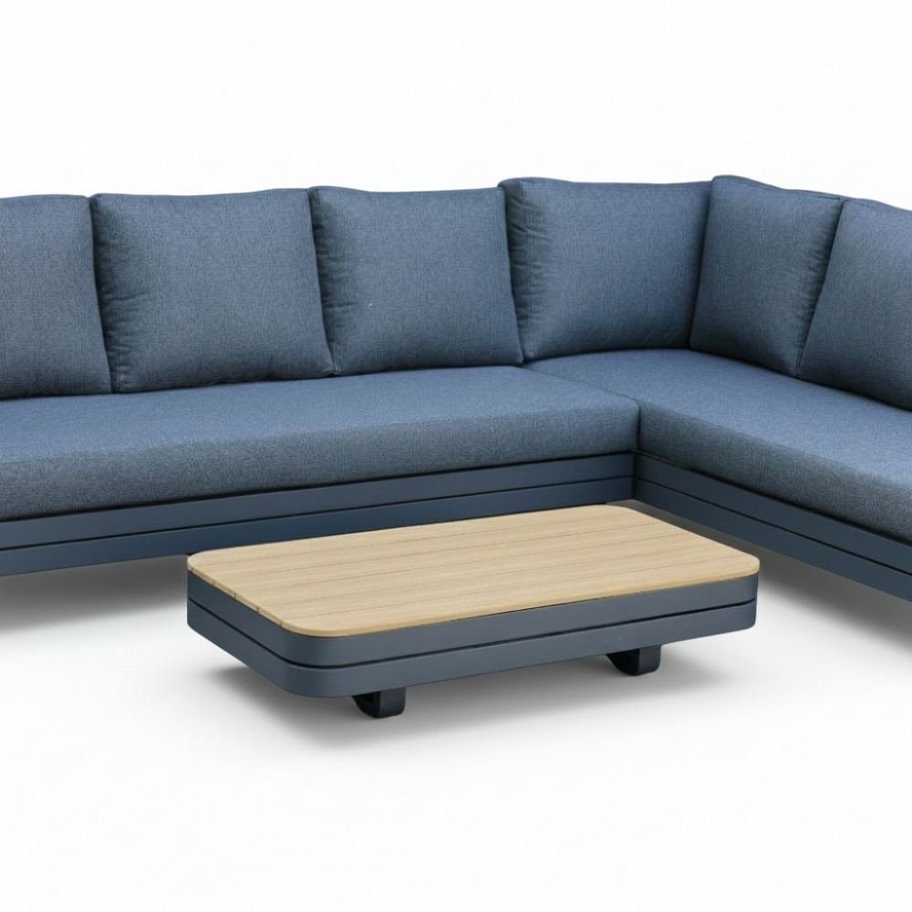 Serrento hoek loungeset rechts 6 personen incl. tafel | aluminium + polywood | antraciet | 4-delig