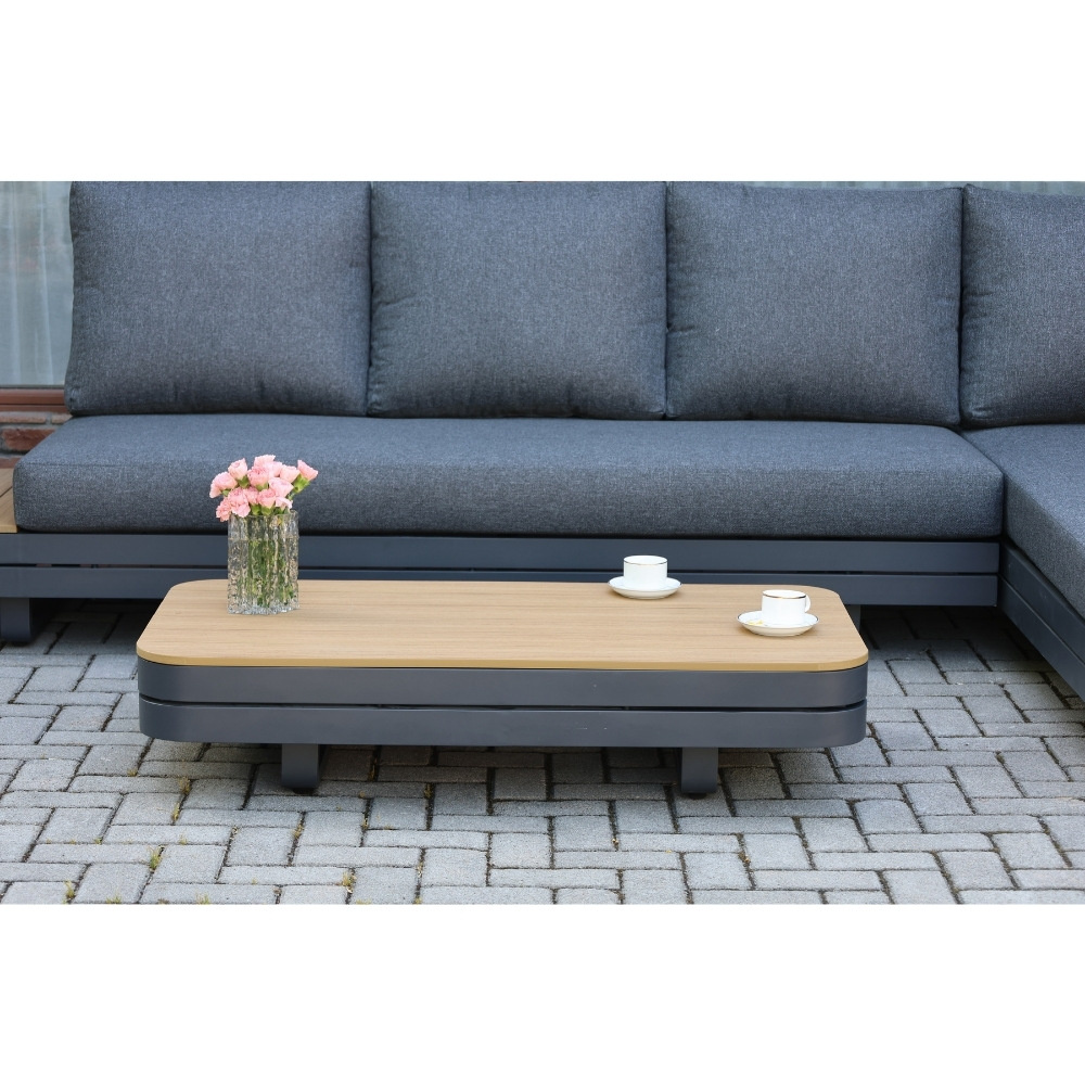 Serrento hoek loungeset rechts 6 personen incl. tafel | aluminium + polywood | antraciet | 4-delig