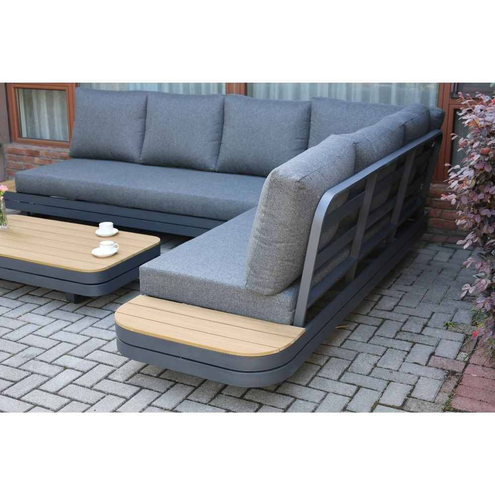 Serrento hoek loungeset rechts 6 personen incl. tafel | aluminium + polywood | antraciet | 4-delig