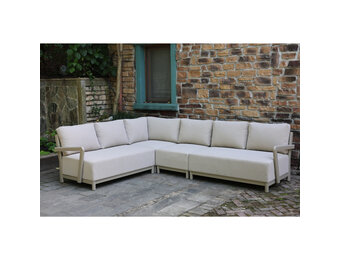 Amalfi hoek loungeset 6 personen | aluminium + polywood | beige | 4-delig - 289x222cm