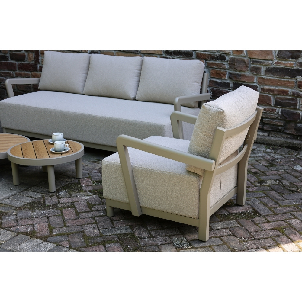 Amalfi stoel-bank loungeset 5 personen incl. tafels | aluminium + polywood | beige | 5-delig