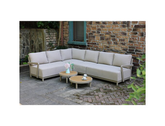 Amalfi hoek loungeset 6 personen incl. tafel | aluminium + polywood | beige | 5-delig - 289x222cm