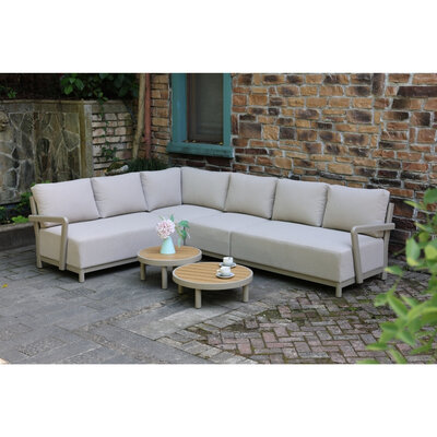 Amalfi hoek loungeset 6 personen incl. tafel | aluminium + polywood | beige | 5-delig - 289x222cm