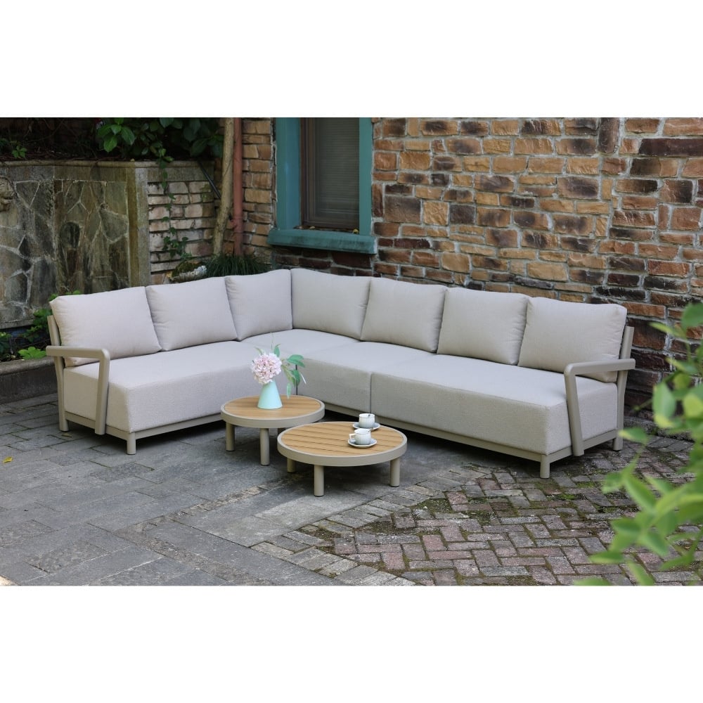 Amalfi hoek loungeset 6 personen incl. tafel | aluminium + polywood | beige | 5-delig - 289x222cm