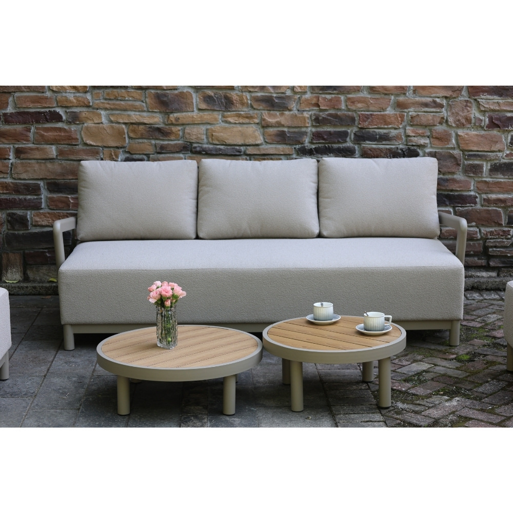 Amalfi loungetafel | aluminium + polywood | beige | 60cm rond