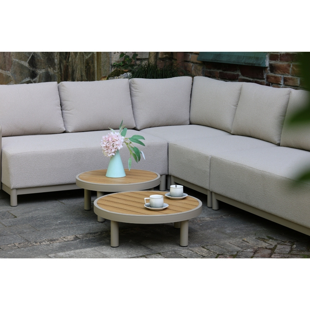 Amalfi loungetafel | aluminium + polywood | beige | 60cm rond