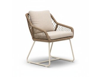 Portofino dining tuinstoel | touw + aluminium | Almond Beige
