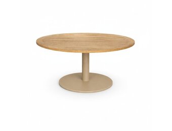 Ventura low dining tuintafel 6 personen | teakhout + aluminium | Natural Teak/beige | 150cm rond