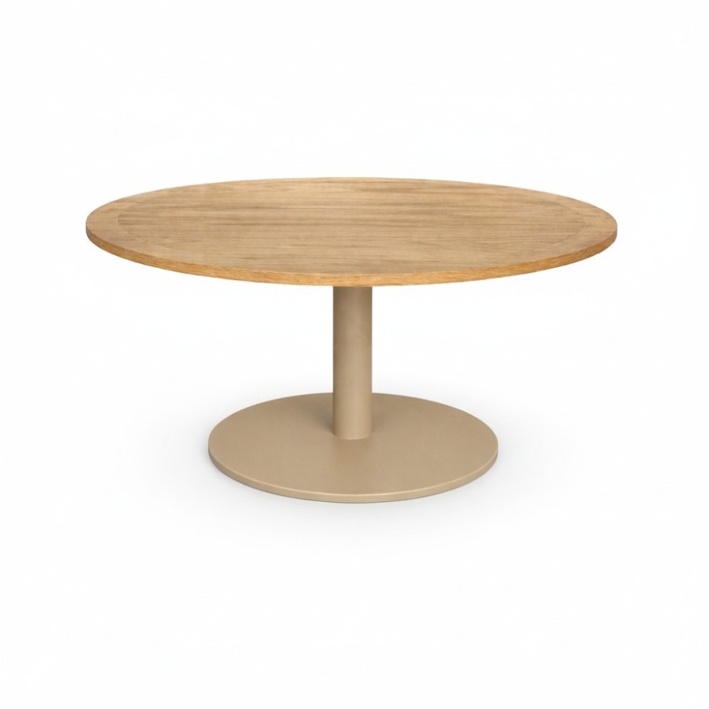 Ventura low dining tuintafel 6 personen | teakhout + aluminium | Natural Teak/beige | 150cm rond
