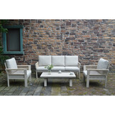 Venezia stoel-bank loungeset 5 personen incl. tafel | aluminium + touw | beige | 4-delig