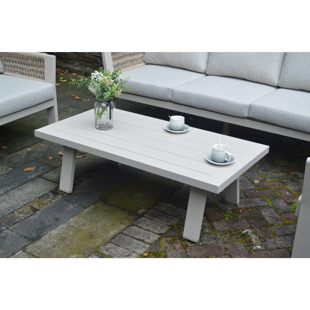 Venezia stoel-bank loungeset 5 personen incl. tafel | aluminium + touw | beige | 4-delig