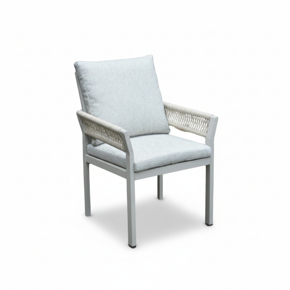 Venezia dining tuinstoel | aluminium + touw | beige