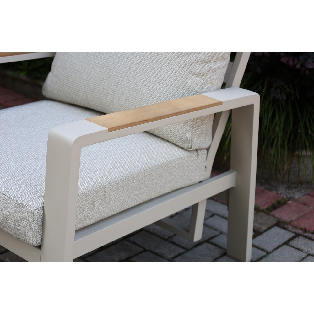 Manhattan stoel-bank loungeset - verstelbaar incl. tafel | aluminium + polywood | beige | 5-delig